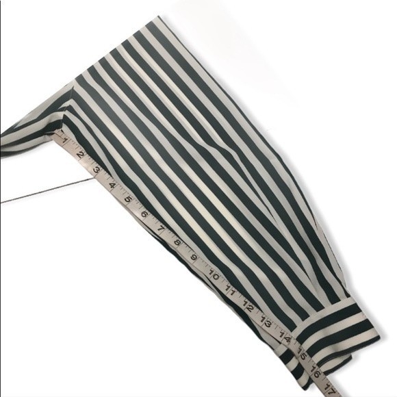 Vintage 90s Chaus Striped Button Down Blouse Emerald Green White size 10 - Picture 12 of 16